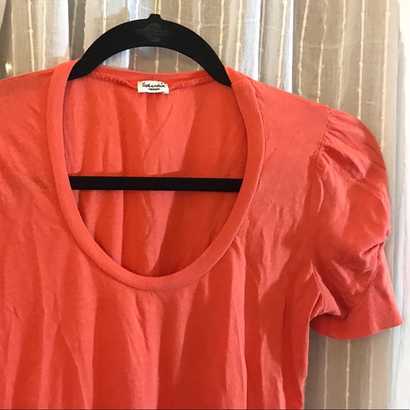Splendid Coral Scoop Neck Modal Cotton Tee Size M - Picture 5 of 9